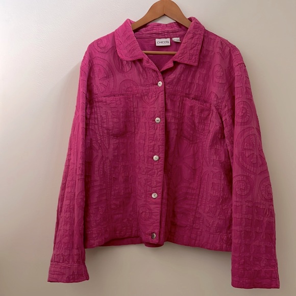 Chico's Jackets & Blazers - Chico’s Pink Jacket 100%Cotton Size 3